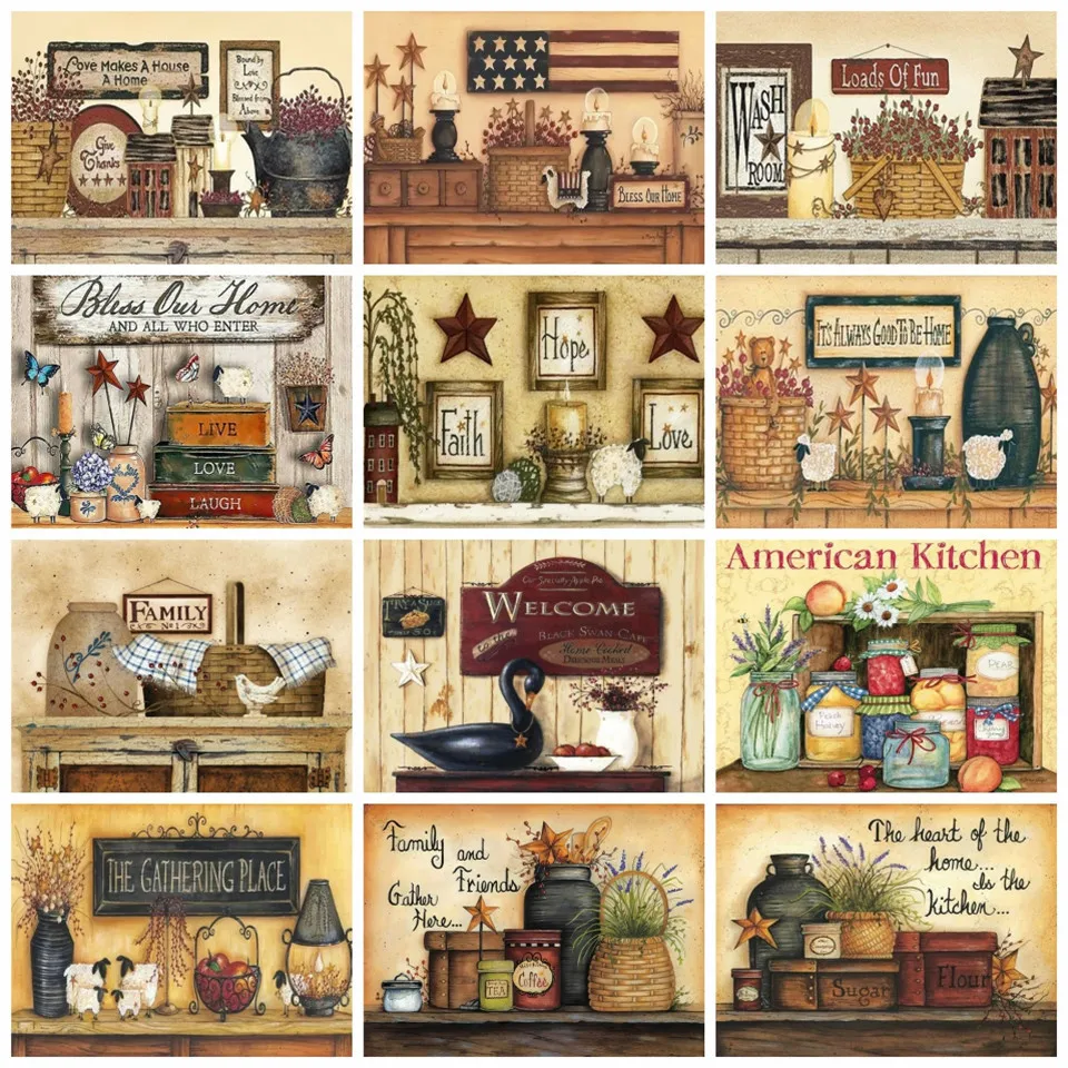 

AZQSD 5d алмазная картина, текстовый пейзаж, мозаика, картина, стразы, вышивка, кухня, подарок, наборы крестиков, ручная работа