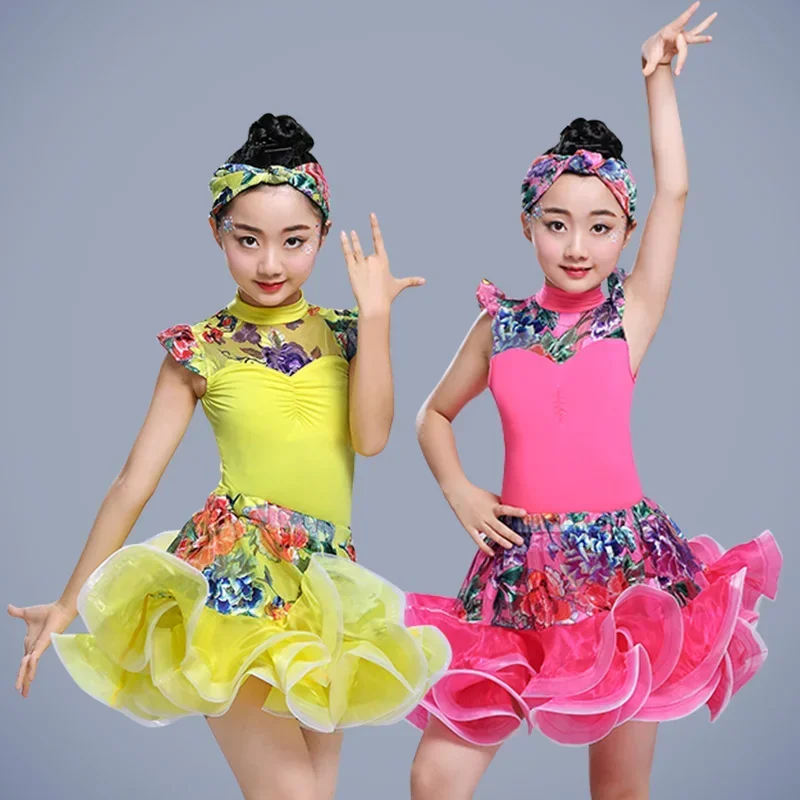 Новинка детское платье для латиноамериканских танцев рисунок конкурсов