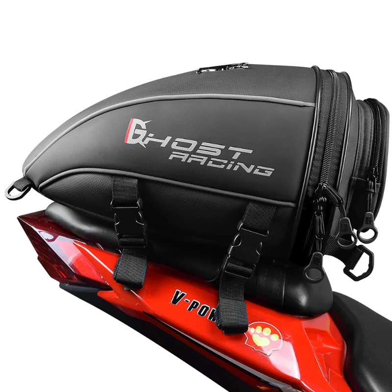 

PU leather motorcycle tail bag, rider saddle back seat bag, multi-function backpack, motorcycle racing, travel and riding bag