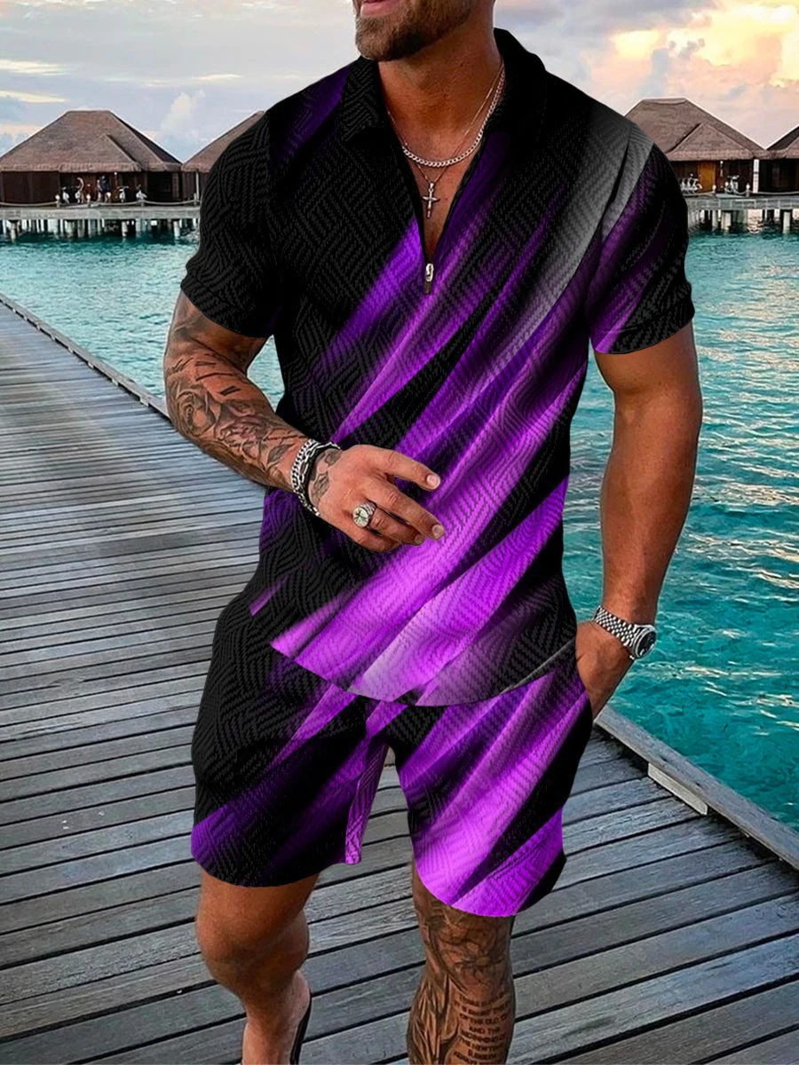 

Men's Tracksuit Casual Summer Short Sleeve Polo Shirt and shorts Suit two-Piece Set Male Clothing Streetwear Clothes for Men