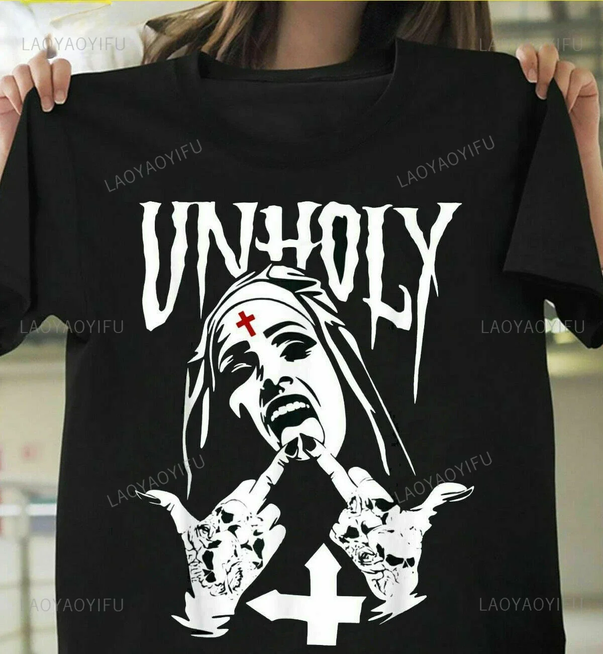 Мужская футболка с принтом монахини летняя Удобная хлопковая Футболка