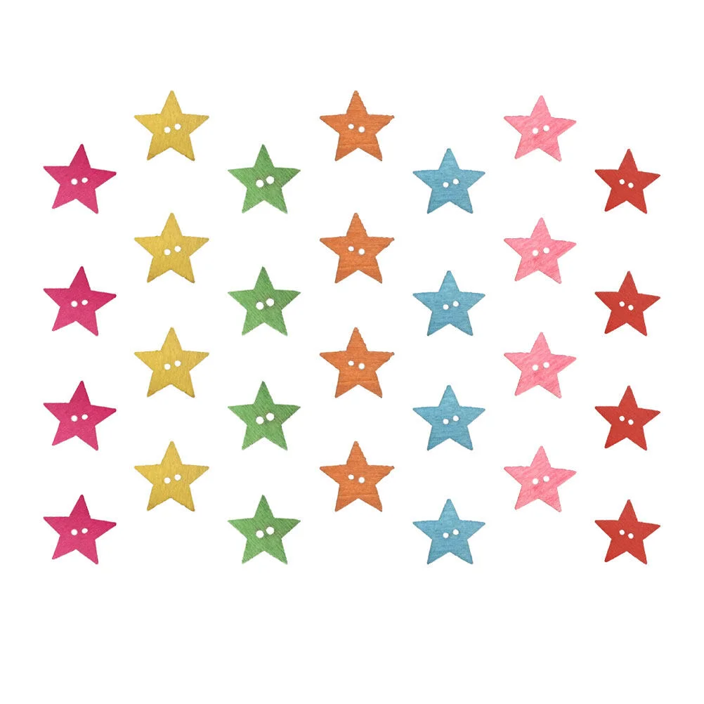 

Wooden Buckle Costume Tool Button Pentagram Color DIY Sewing Scrapbook Embellishments