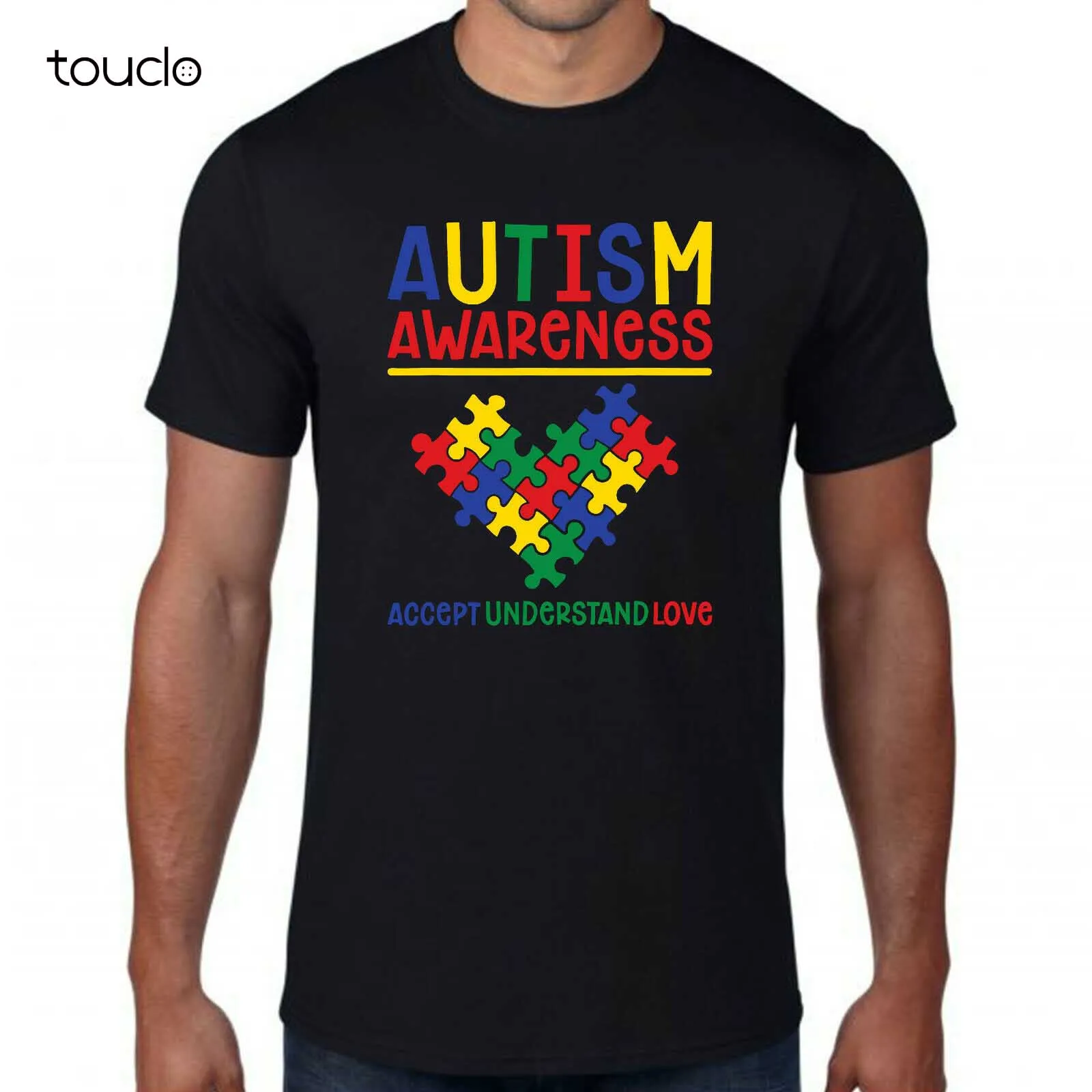 

Autism Awareness Day T-Shirt accept Understand Love Disability Puzzle Heart Gift Custom Aldult Teen Unisex Digital Printing