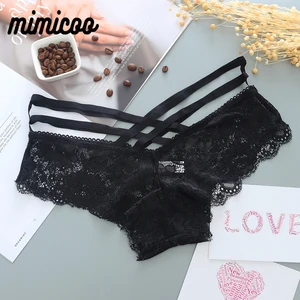 Трусики-стринги женские кружевные однотонные с низкой посадкой