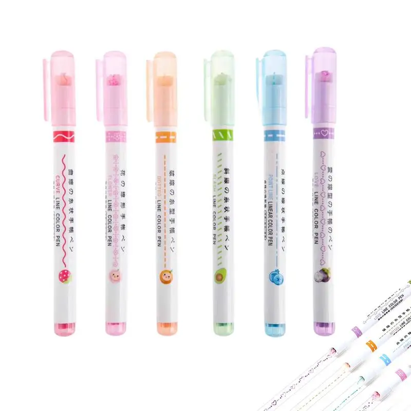 

Colored Curves Pens Set Colored Pens Fine Points With 6 Different Curves Shapes Assorted Notebook Markers Scrapbooking Supplies