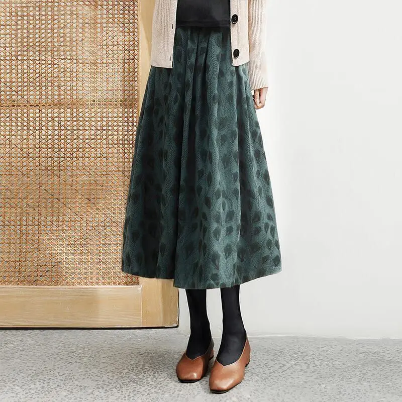 

Skirt 2022 autumn and winter new high-end sweet long skirt high waist temperament loose skirt fashion a-line retro skirt women