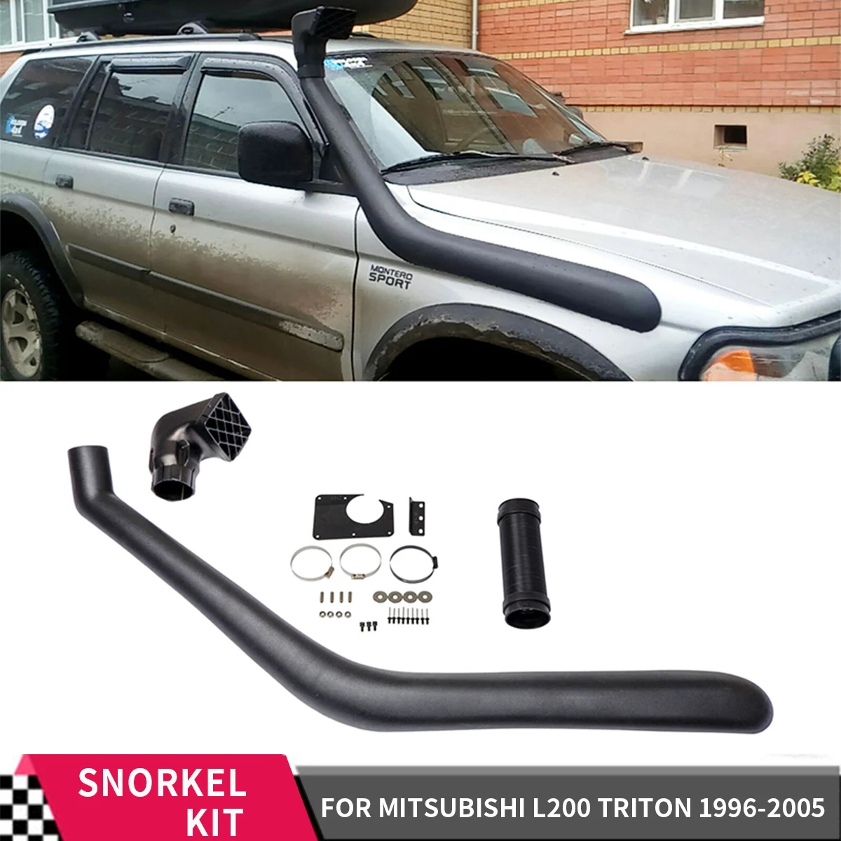 

Air Ram Intake Snorkel Kit for Mitsubishi Triton MK Series L200 1996 1997 1998 1999 2000 2001 2002 2003 2004 2005 Matte Black