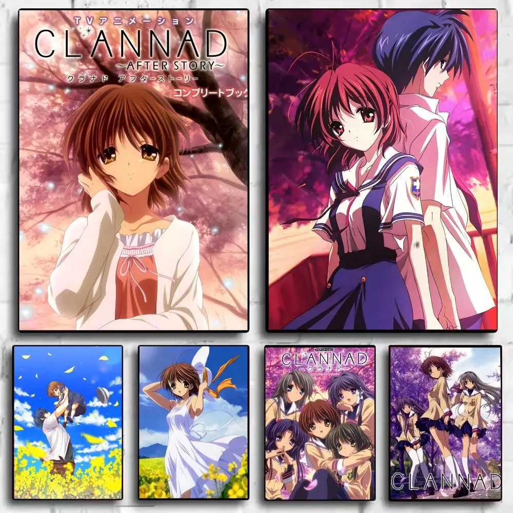 Фото Классический аниме-плакат C-Clannad, идеальная наклейка, самоклеящаяся, художественная, предназначенная для домашней столовой, офисных помещений №1
