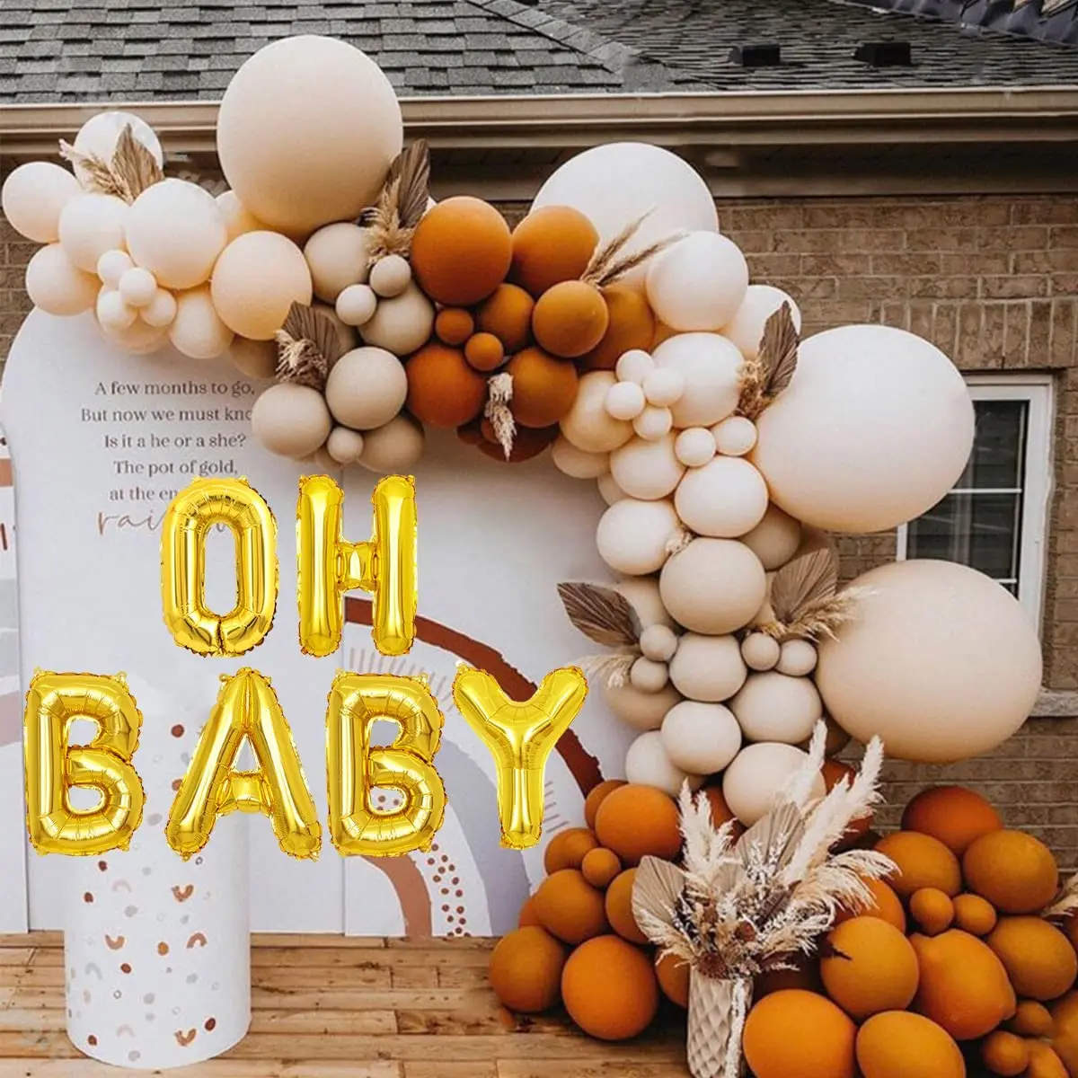 

FANGLELAND Boho Bear Baby Shower Party Decor Woodland Balloon Garland Set Boys Girls Jungle Themed Birthday Party Supplies