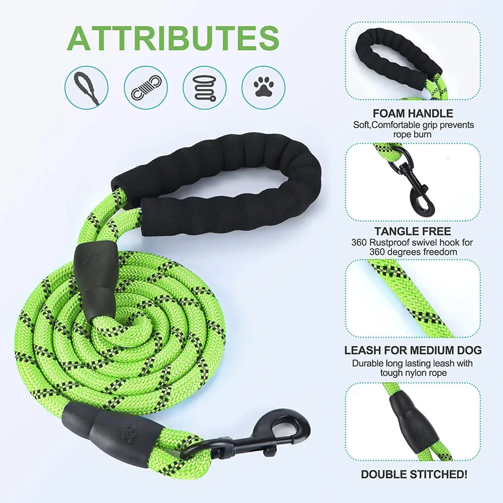 

1.5/2/3m Strong Nylon Dog Leash Labrador French Bulldog Harness Leashes Reflective Leash Training Safety Dog Leashes Ropes