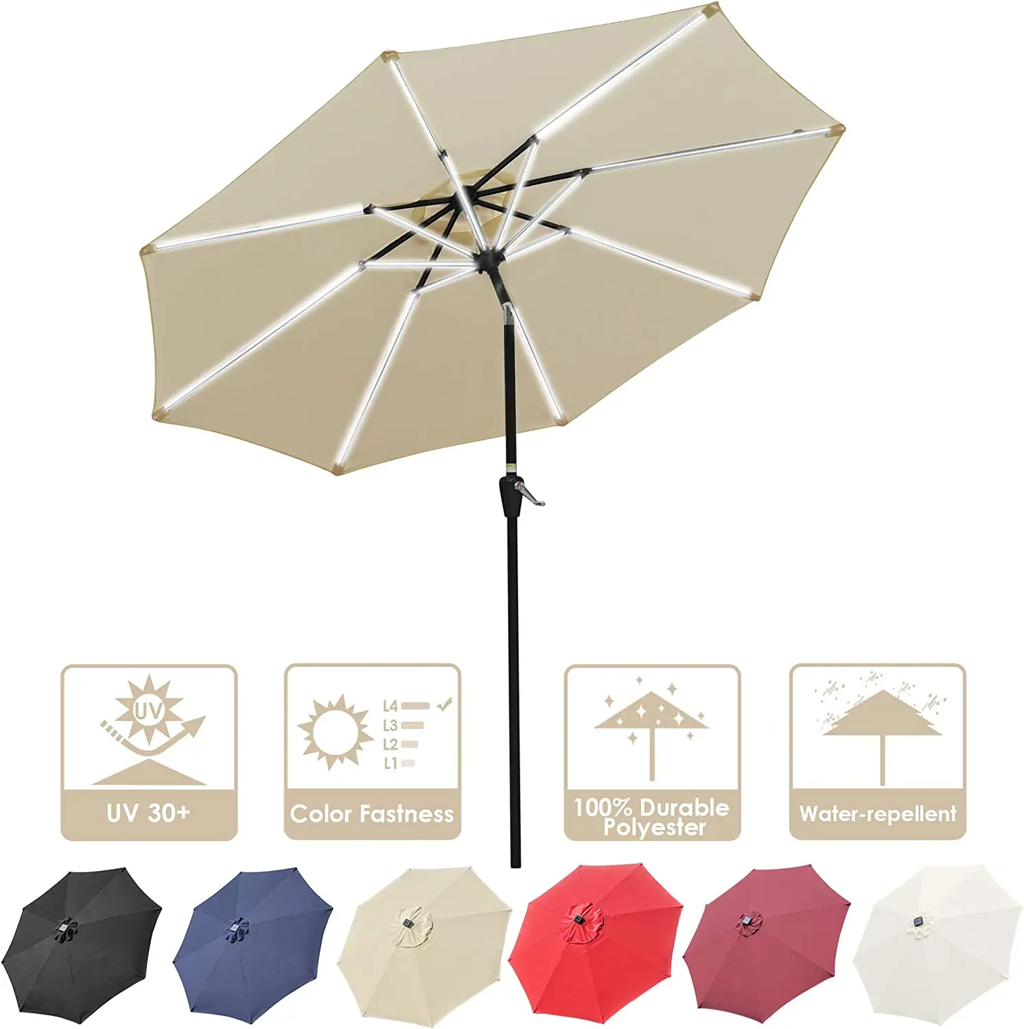 

POPTOP 10x6,5 футов прямоугольный наружный зонт для внутреннего дворика, пляжного рынка, алюминиевый зонт, Солнцезащитный светодиодный светильн...