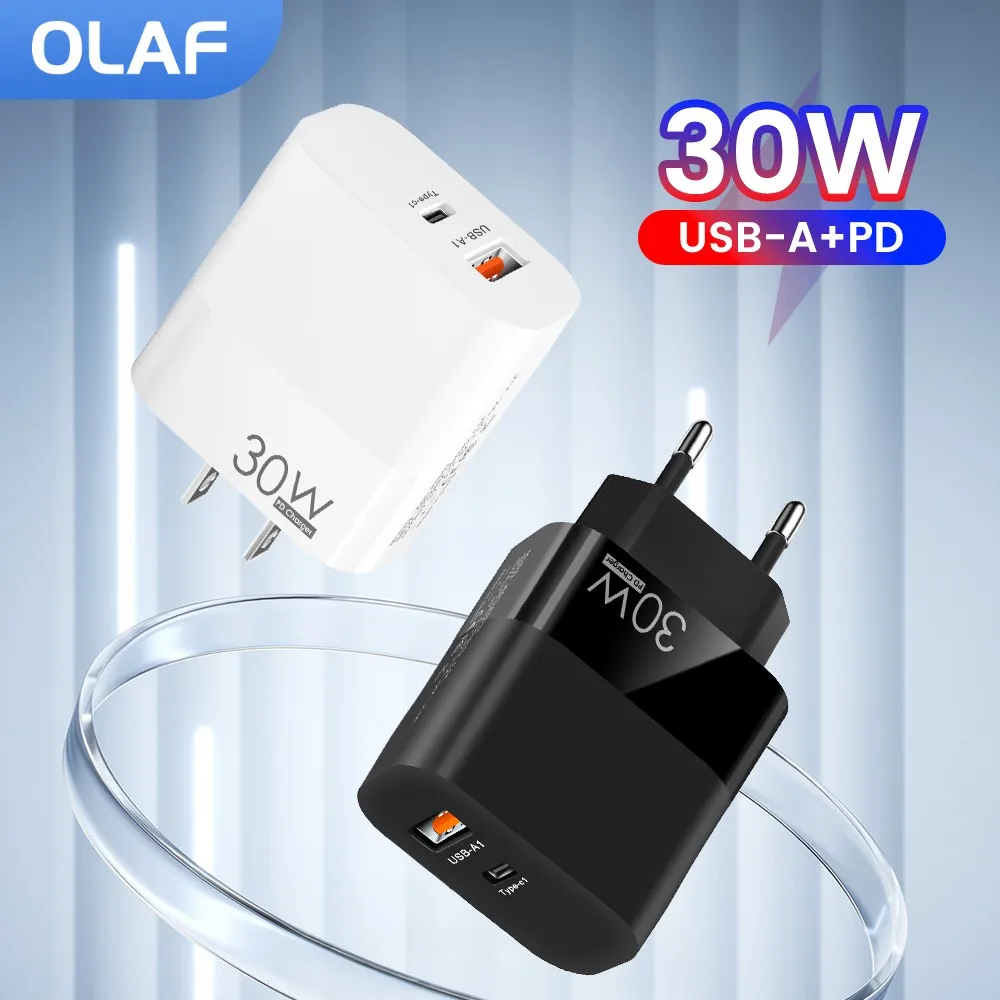 Olaf 30 Вт USB Type C зарядное устройство для телефона PD Быстрая зарядка для iPhone 14 13 12 Pro Max QC3.0 Быстрая зарядка для Samsung Xiaomi