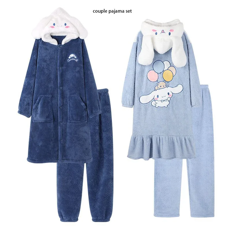 

Sanrioed Coral Fleece Pajamas Girls Autumn and Winter Kawaii Anime Cinnamoroll Cartoon Couple Pajama Pants Sets Christmas Gift