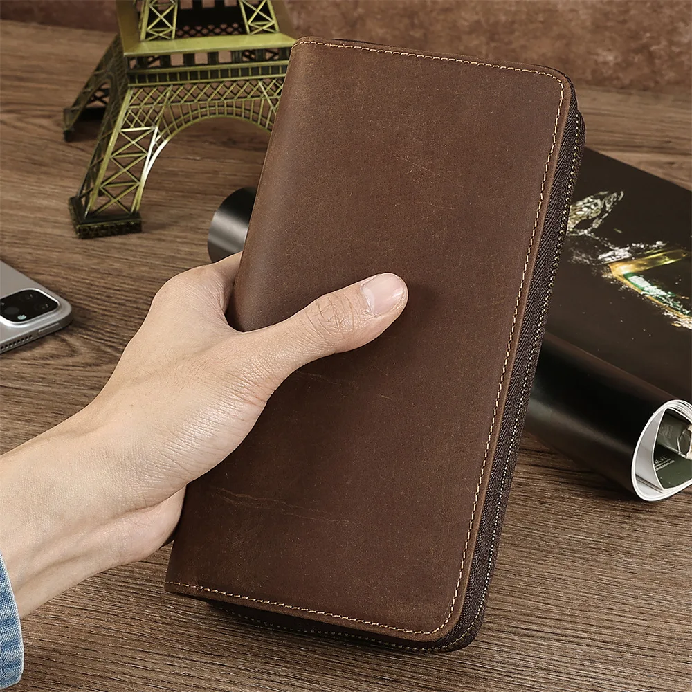 High-end new clutch bag genuine leather men's cowhide business retro first layer cowhide popular fashion men's wallet
