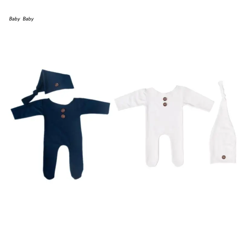 

Q81A 2Pcs Newborn Romper Baby Photography Photo Props Infant Cute Shower Gift