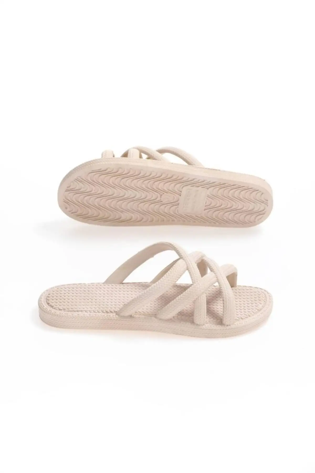 

Women's straw looking soft light beach and outdoor slippers