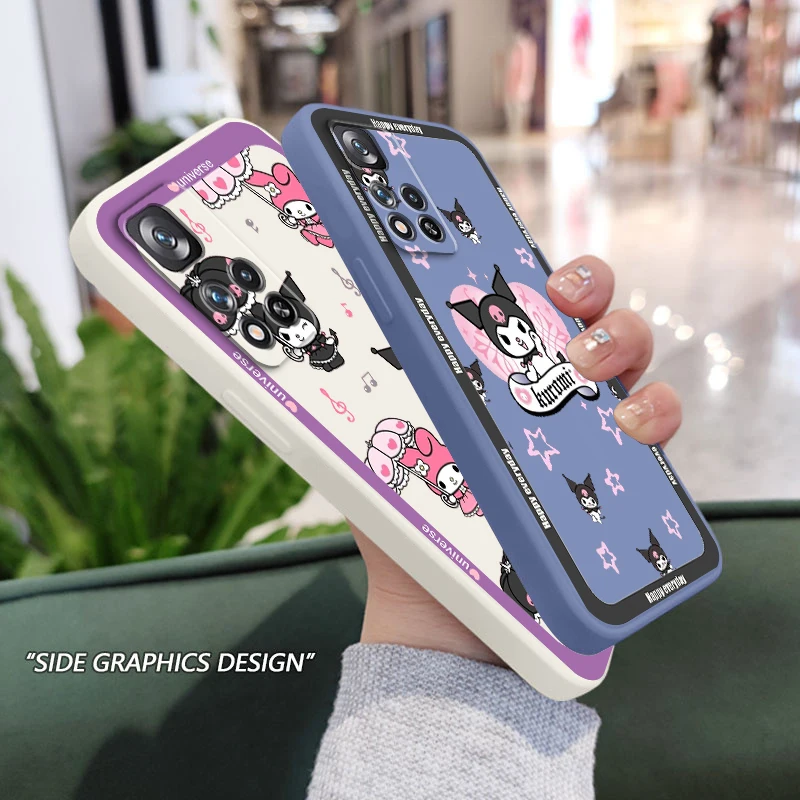 

Kuromi Cinnamoroll Melody Phone Case For Xiaomi Redmi Note 11 11S 11T 10S 10 9S 9T 9 8T 8 Pro Plus 5G Liquid Rope Soft Funda
