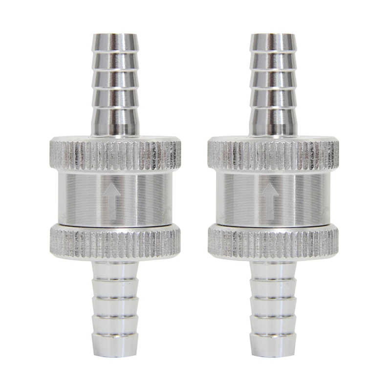 

2PCS 8mm 5/16" Alloy Aluminium Silver Non Return One Way Check Valve Petrol Diesel