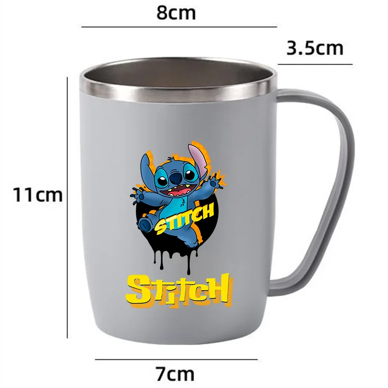 

450 мл мультяшная кружка из нержавеющей стали Disney Stitch с крышкой, термокружка для кофе в стиле аниме, стакан для напитков, термос для дома и офиса, подарки