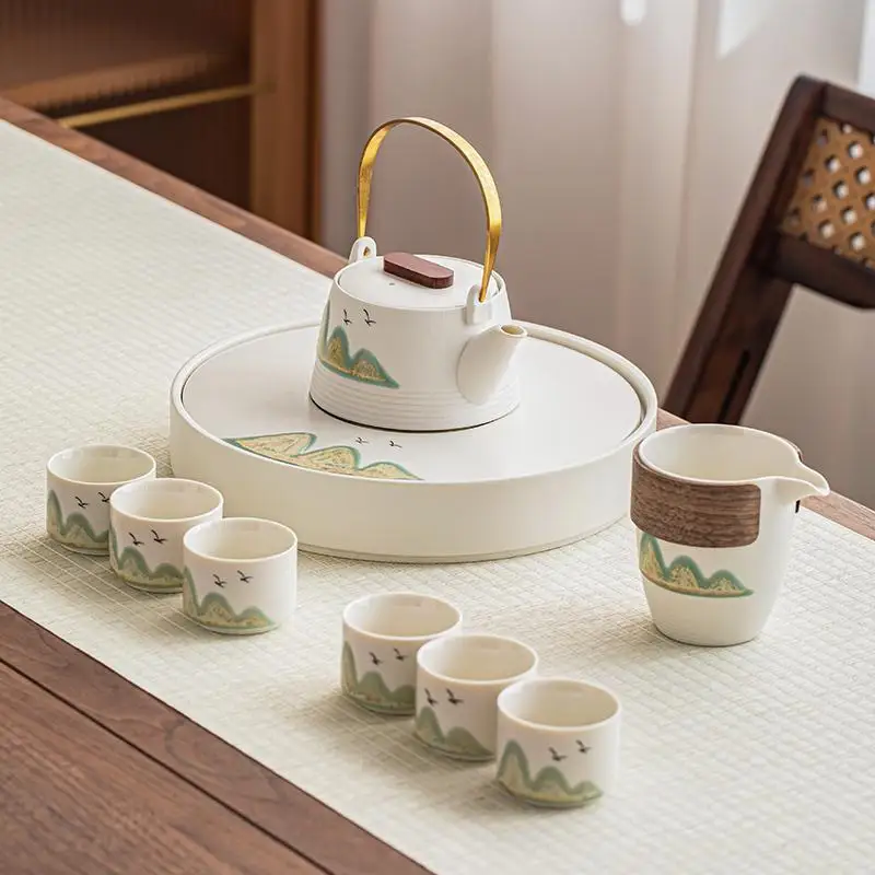

Керамическая фотоемкость Yuanshan для домашнего использования, современный и минималистичный офисный набор, чайник в японском стиле, чайная чашка, подарочный набор