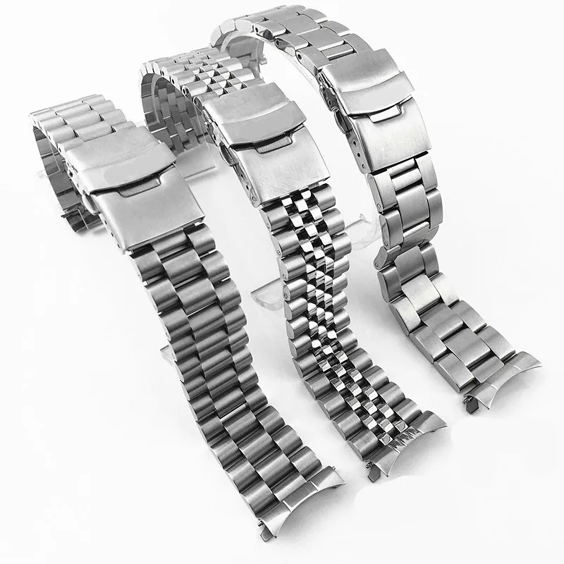 20mm 22mm Stainless Steel Oyster Curved End Watch Band Strap Bracelet Fit For Seiko SKX009 SRP773 SRP775 SRP777 SRPA21 Watch