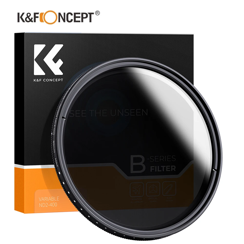 

K&F Concept Variable ND2-ND400 Neutral Density Filter for Sony Fuji Canon Nikon Camera Lens 37/46/49/52//55/58/62/67/72/77/82mm