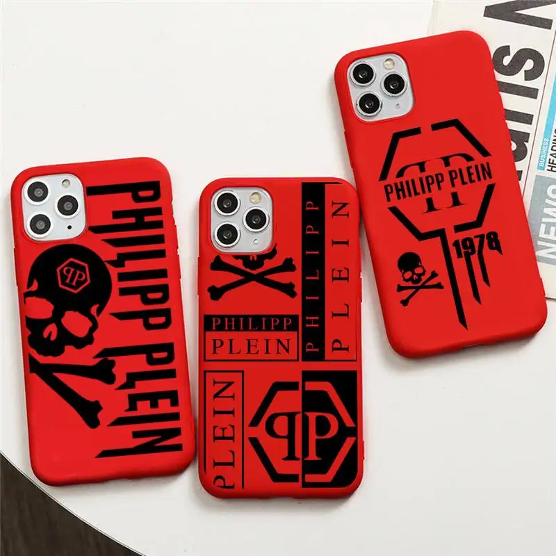 

Horror skull brand Q-Qp Phone Case For iphone 13 12 11 Pro Max Mini XS 8 7 6 6S Plus X SE 2020 XR P-Philipp Red Cover