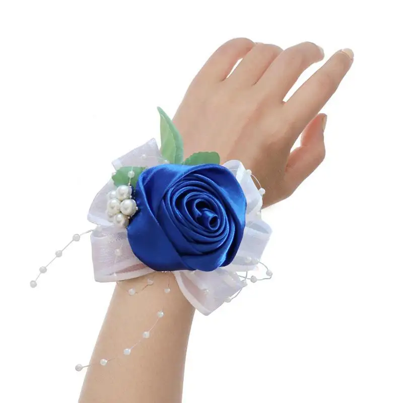 

Wrist Corsages For Wedding Handmade Artificial Rose Flower Wrist Corsage Wristband For Girl Bridesmaid Wedding Party Prom Flower