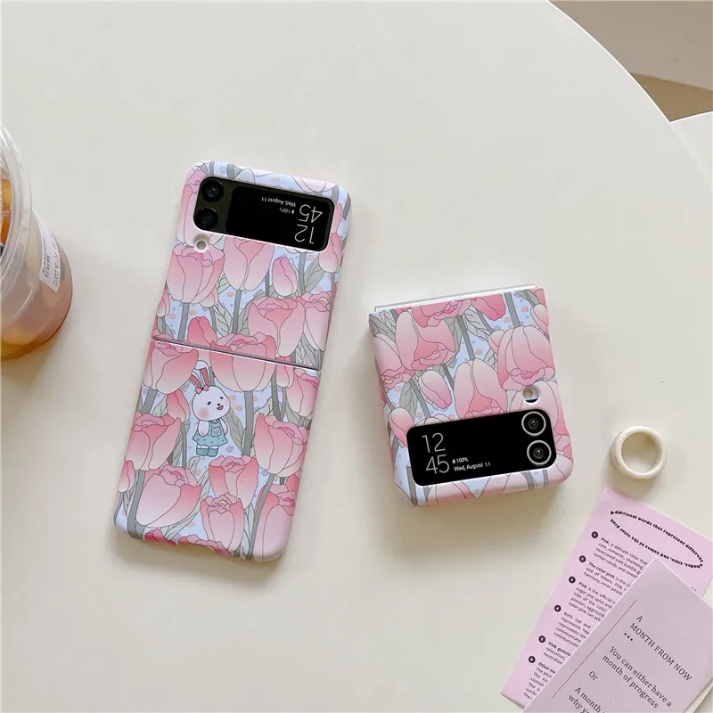 

For Samsung Galaxy Z Flip4 Z Flip 3 Phone Case Fashion Fresh Flower Painted Shockproof Hard PC For Samsung Z Flip 4 3 Back Cover