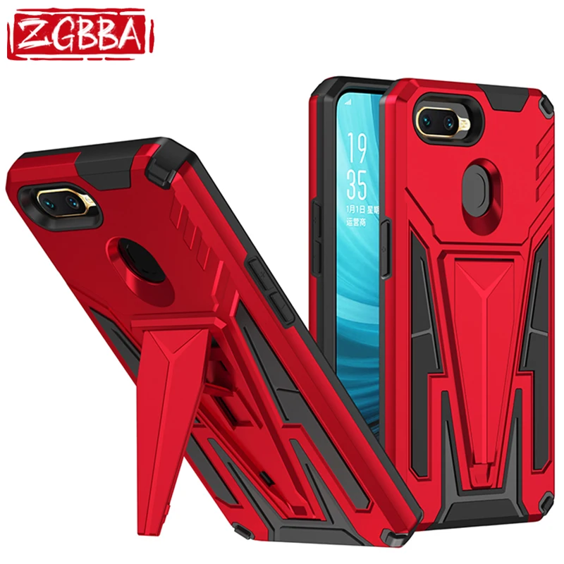 

Shockproof Solid Color Protective Case For Oppo A35 A15S A12E A12 A15 A9 A7 A5S A5 A3S Realme2 Magnetic Ring Holder Phone Cover
