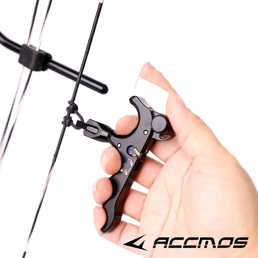 360 Degree Rotation Compound Bow 4 Finger Release Aid Adjustable Caliper Trigger Grip Thumb Release Archery Hunting