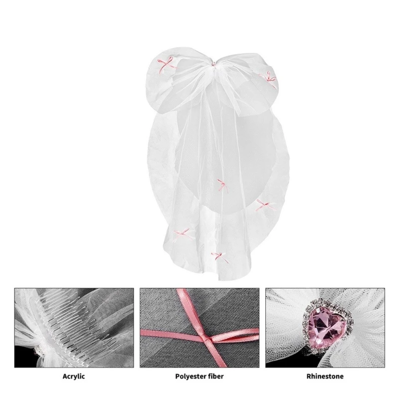 Свадебная вуаль жемчужная лента короткая фата аксессуары для волос невесты