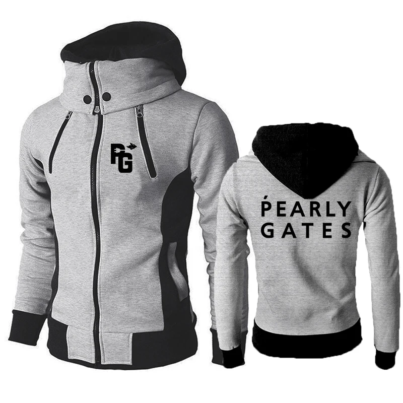

Mens Hooded Jacket New Print Casual Zipper Bomber Jackets Warm Pearly Gates Long Sleeve Coats Hoodies Sweater Coat 2023 Clothing