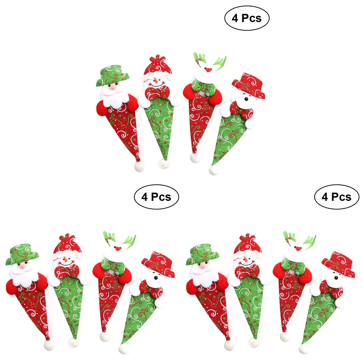 

12 pcs Santa Snowman Elk Bear Cloth Cartoon Silverware Holder Tableware for Restaurant Hotel Household