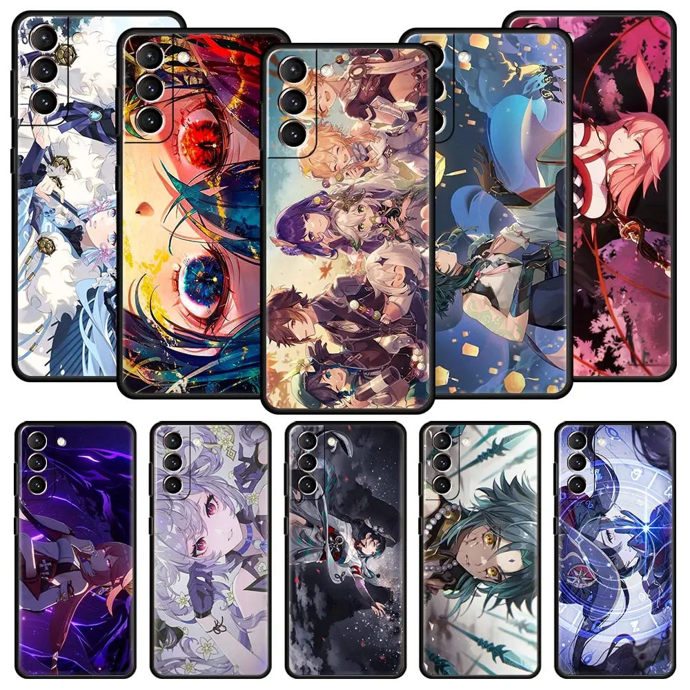 

Мягкий чехол для телефона Genshin Impact для Samsung Galaxy S22 S21 S20 FE Ultra 5G S10 S10E S9 S8 Plus Note 10 20, силиконовый чехол-бампер