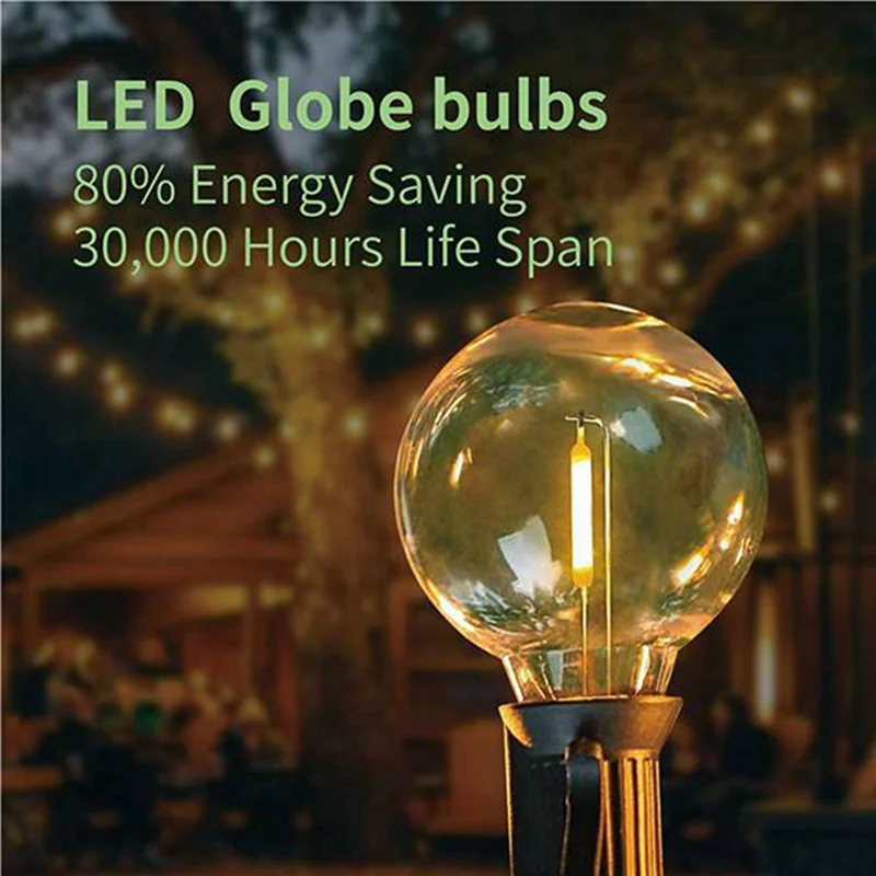 Фото ABUP-30Pcs G40 Сменные светодиодные лампочки, E12 Винтовое основание Небьющиеся светодиодные глобусные лампы для солнечных гирлянд Теплый белый №1
