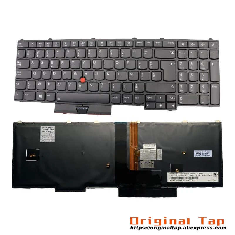 BE Бельгийская клавиатура с подсветкой для Lenovo Thinkpad P51 P71 01HW206 01HW288