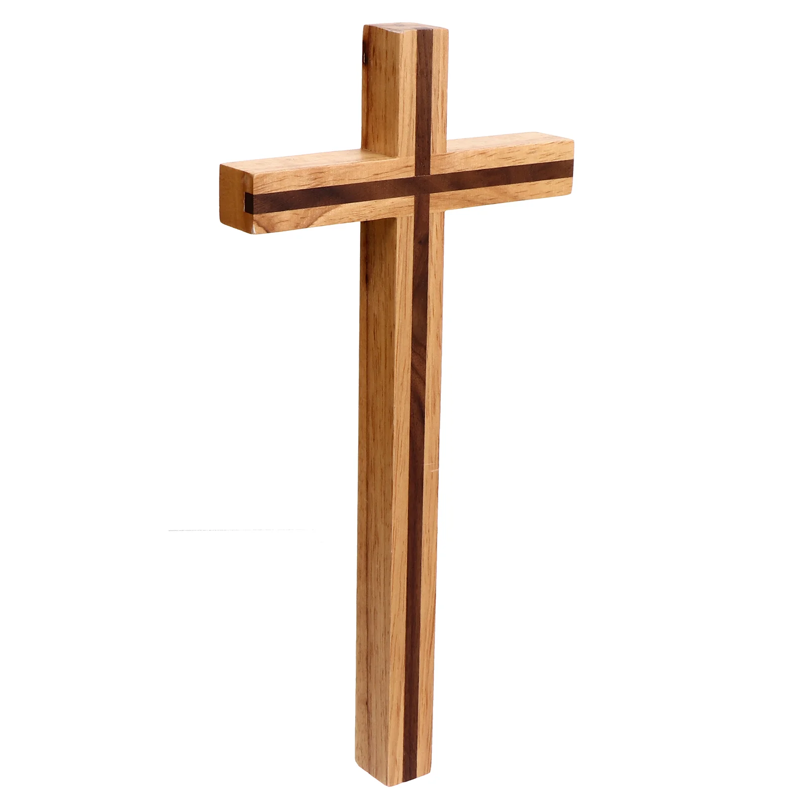 

1pc Christian Wooden Cross Craft Pendant Solid Wood Cross Decor (Wood Color)