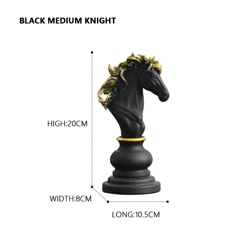 

Creative Chessmen Sculpture Retro For Home Office Study Decor Desktop Ornaments Chess Sculpture Black/white Chess Pieces 2023