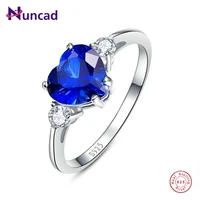 nuncad s925 sapphire jewelry love rings 2 25ct genuine 925 sterling silver heart ring brand jewelry