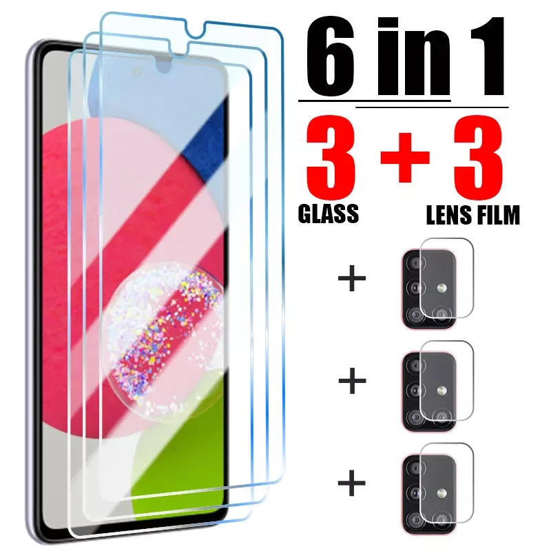 

6in1 Tempered Glass For Samsung A52S A32 A22 A13 5G Screen Protector on A52 A51 A72 A12 A71 A70 A42 S22 Lens Film