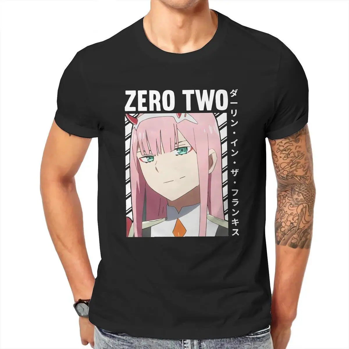 Darling In The Franxx Sweet Girl  T-Shirt Men Japanese Anime Zero Two Leisure Cotton Tee Shirt T Shirts Gift Idea Clothes