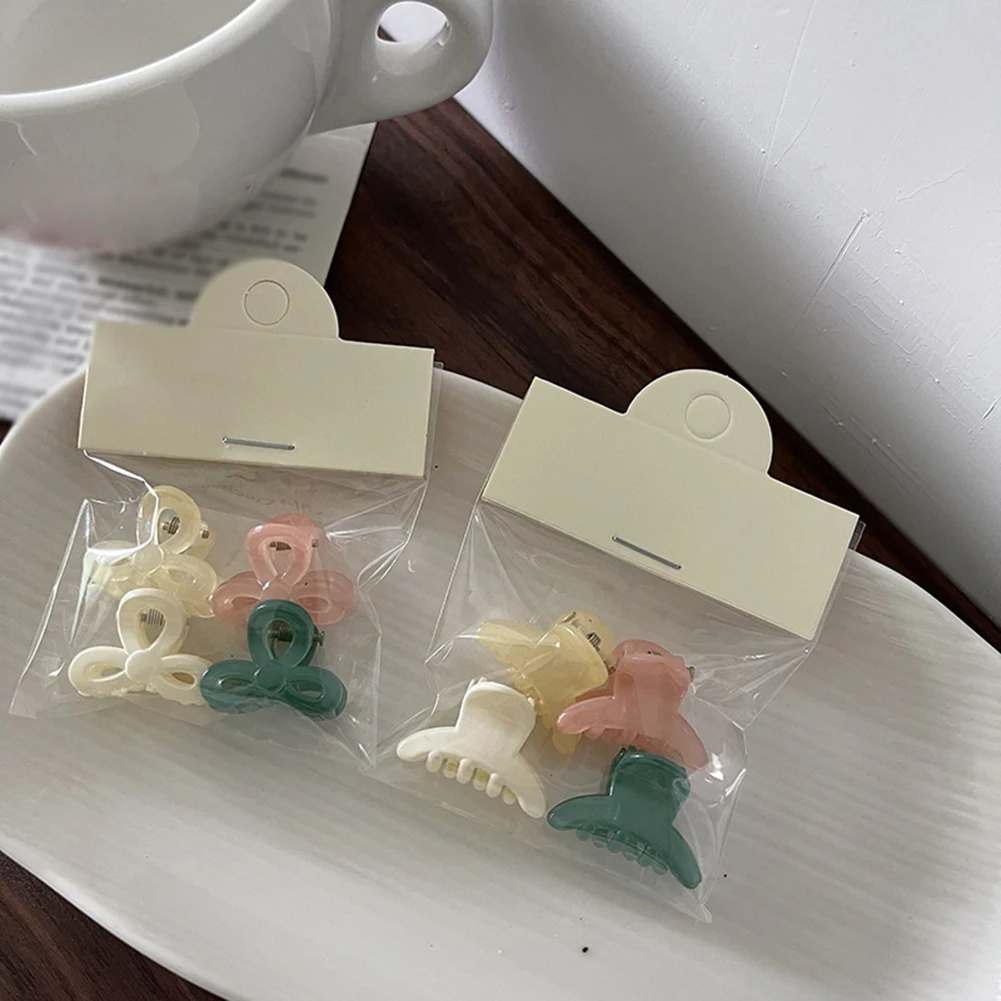 

4 Pcs/set Cute Mini Bow Crab Hair Clip Small Flower Acrylic Hair Claws Clips for Girls Women Children Barrettes Hair Accessories
