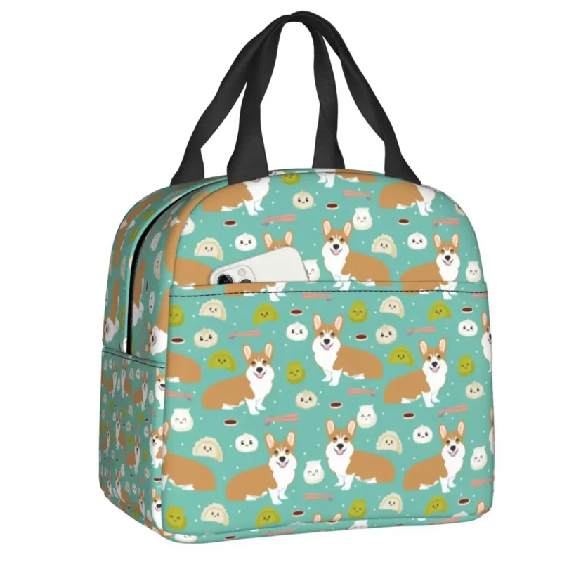 

Индивидуальная сумка для ланча с собакой корги Dim Sum, мужские и женские теплые изолированные коробки для ланча для детей, школы