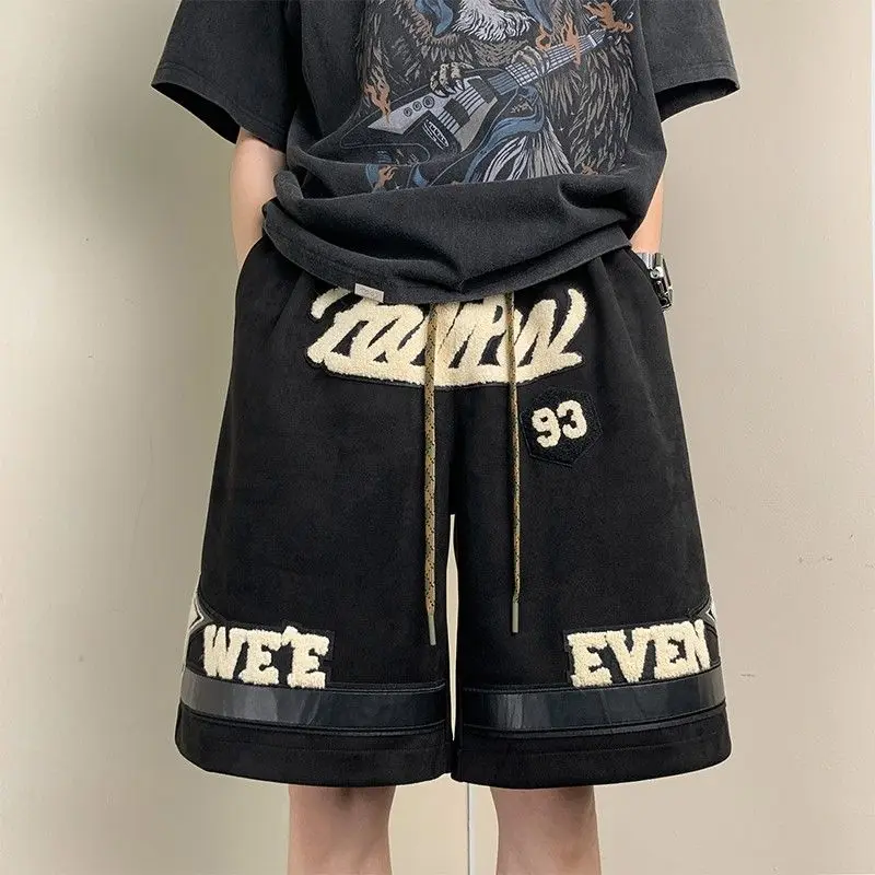New Fashion Stars Towel Embroidery Baggy Men Short Pants Summer Y2K Clothes Streetwear Hip Hop Cotton Shorts Pantalon Homme