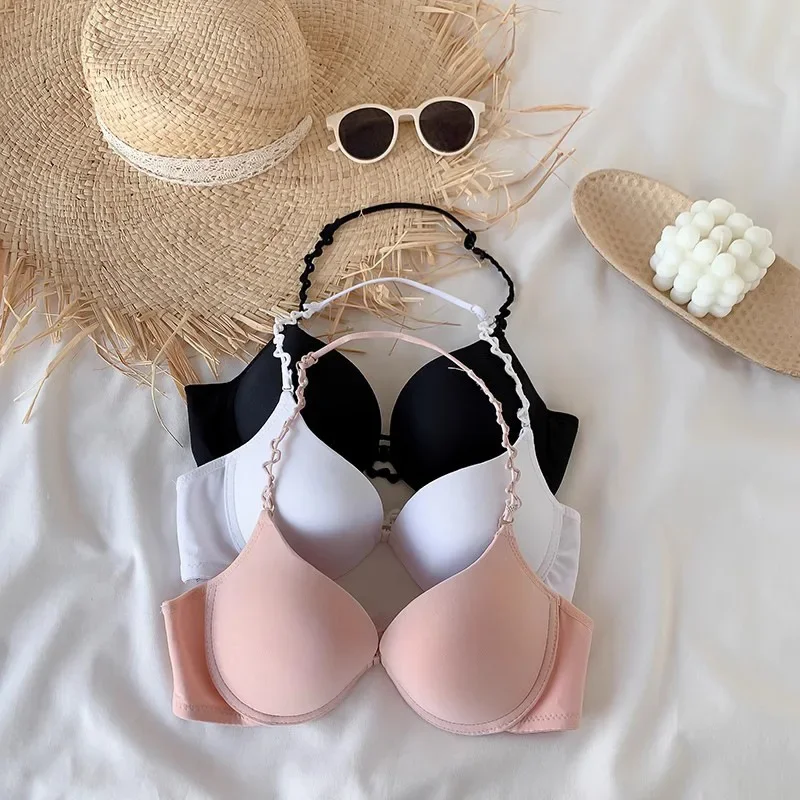 

Size From 32A/B TO 38A/B Backless Push Up Deep V Hang Neck Sexy Bra Women Underwear