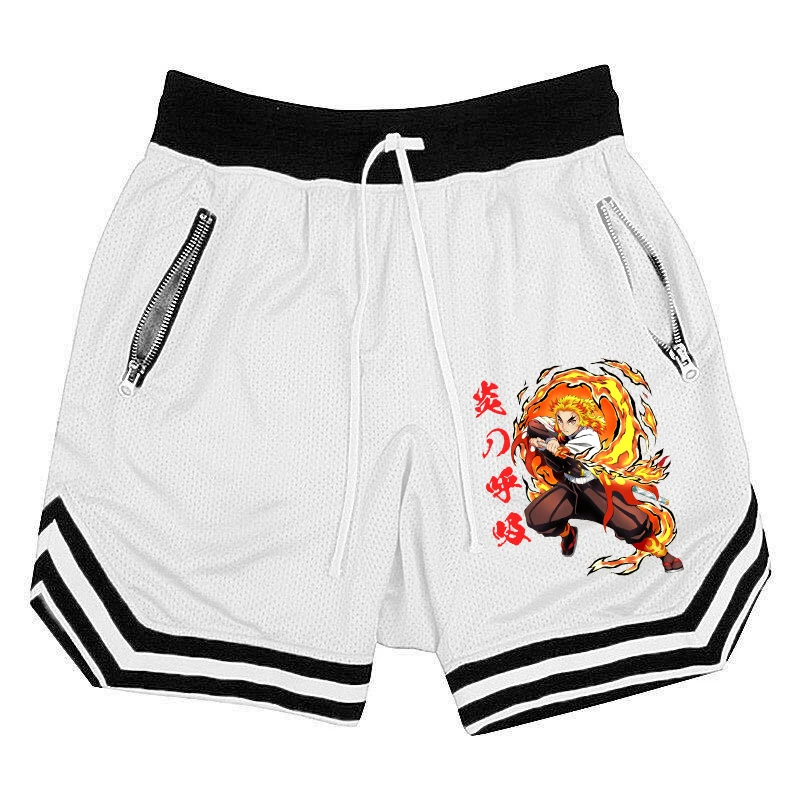 

2023 Summer Men Sports Fitness Basketball Short Pants Anime Demon Slayer Breathable Fashion Bodybuilding Gym Basic Shorts