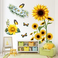 sunflowers wall stickers green leaves stickers for living room kids room bedroom wall decal home decoration home decor murals