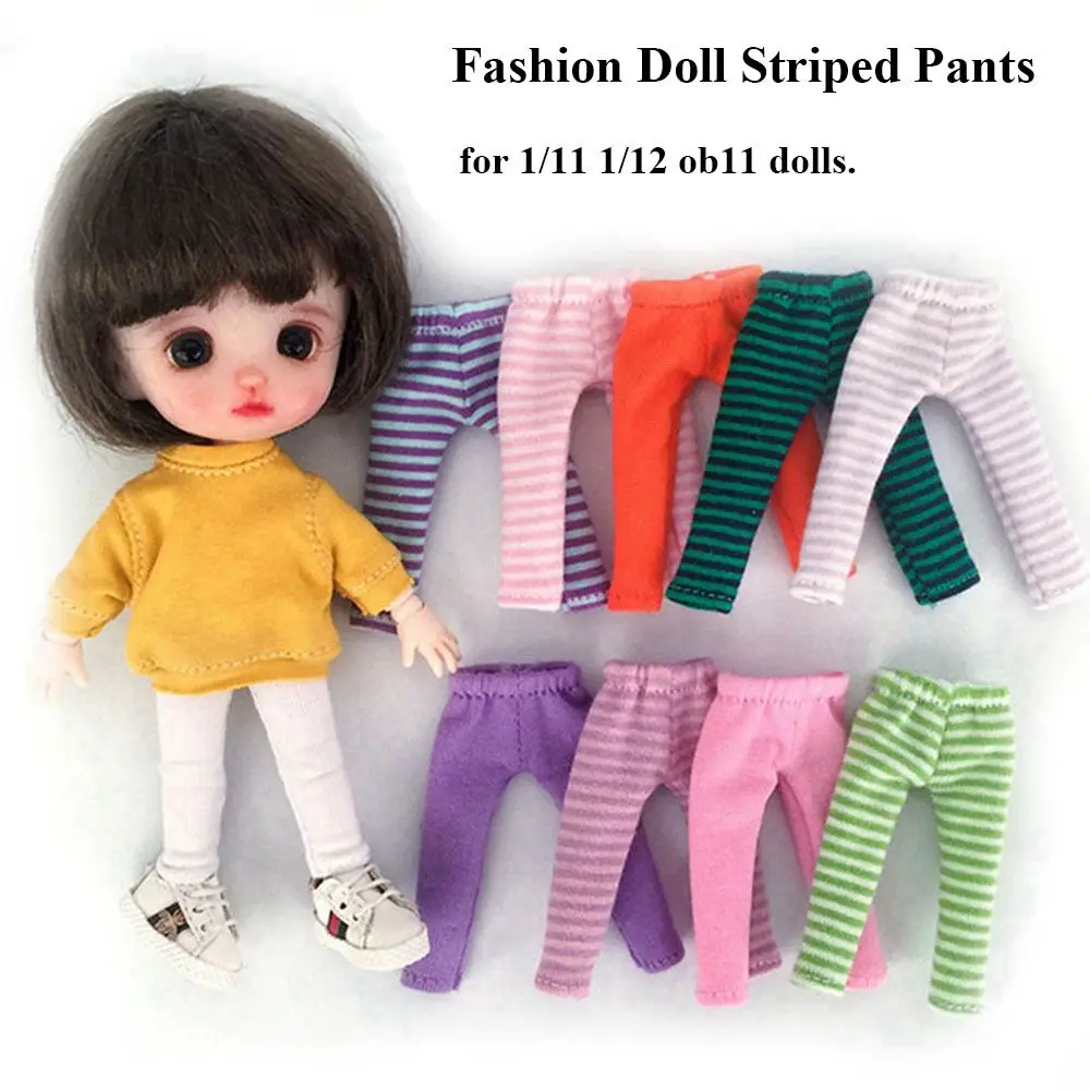 

Модные полосатые брюки для куклы, длинные брюки для куклы ob11 obitsu11, повседневные леггинсы для куклы 1/12, аксессуары для кукол BJD