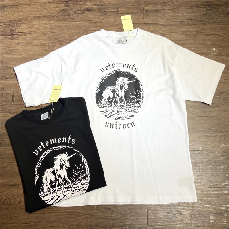 

Vetements T-shirt Men Women 1:1 High Quality Unicorn Vetements T Shirts Slightly Oversize VTM Tops Tee Short Sleeve